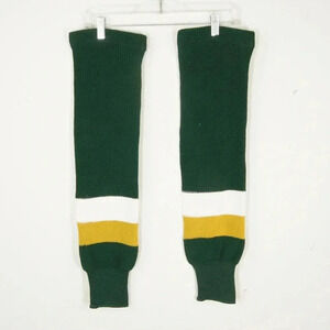 Never Worn  New Vintage 80s Green Gold White Stripe Knit Hockey Athletic Socks